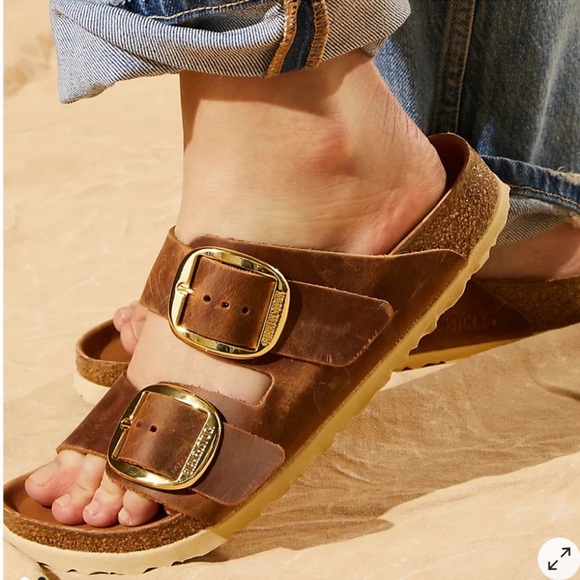BIRKENSTOCK  Arizona big buckle Cognac by free people EU 38 US 7-7.5  NEW - Picture 3 of 16